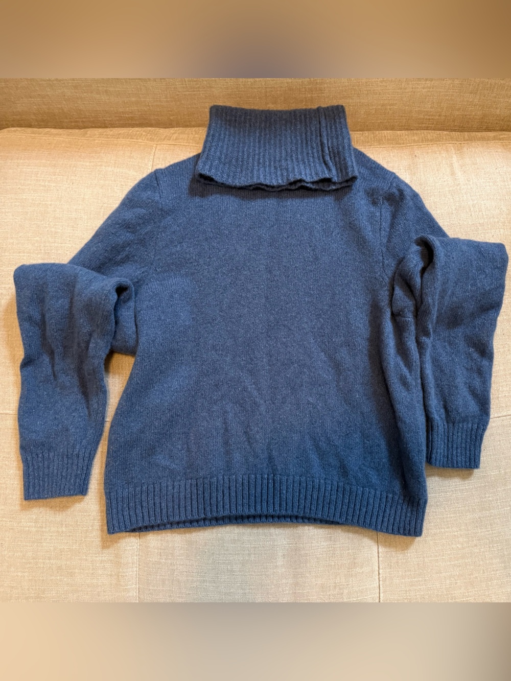 Madewell resourced blue cashmere turtleneck sweater | M